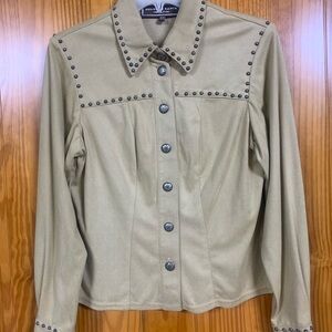 Double D Ranch Tan Utility Shirt  with Studded Accents